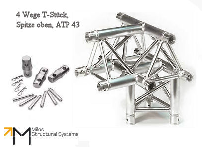 LiteTruss P3-M290, 4 Wege T-Stück, Spitze oben ATP 43