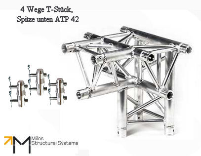 LiteTruss P3-M290, 4 Wege T-Stück, Spitze unten ATP 42