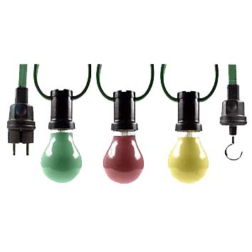 Lichterkette, 50m lang, 230V, 74 Fassungen á 25W inkl.100 Glühlampen