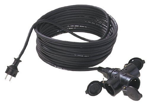 Schuko-Steckdosenleiste, 3 fach, schwarz, 10 Meter