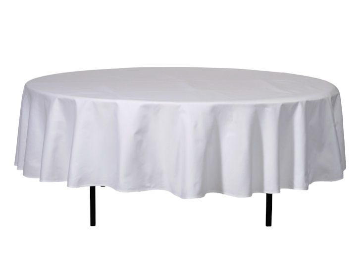 Stofftischdecke, weiß, rund, 240cm für 8er Bankett Tisch
