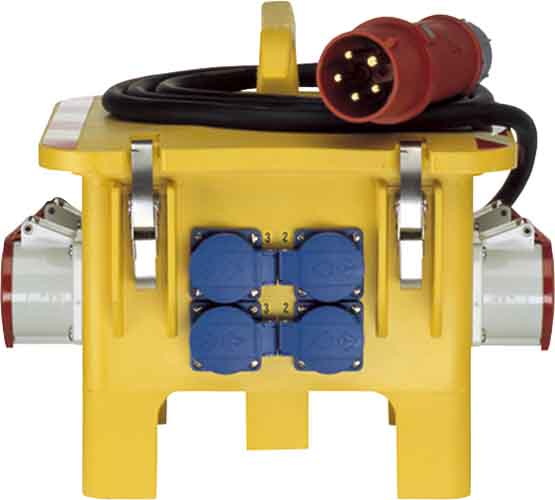 16A / 32A Stomverteiler,   4 Schuko-Steckdosen, 16A  400v Steckdosen