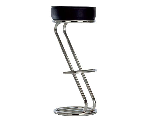 Barhocker "Black Betty" Chromgestell, Z-Form, schwarzes Polster