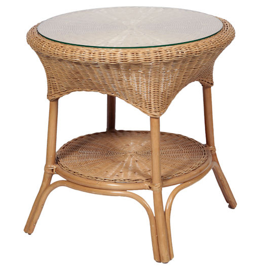 Bistro-, Rattantisch "Fance" 65cm, rund mit Glasscheibe