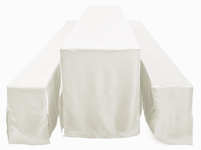 Hussen-Set, 70er Festzeltgarnitur, 2x Bank, 1x Tisch, weiß