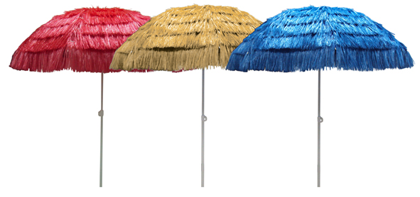 Sonnenschirm, Fransen,- Bahamaschirm, Südsee, Deko- versch. Farben, mit leichter Fußplatte