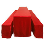 Hussen-Set, 70er Festzeltgarnitur, 2x Bank, 1x Tisch, Bordeaux