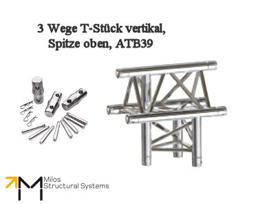 LiteTruss P3-M290, 3 Wege T-Stück, Vertikal Spitze oben ATB39