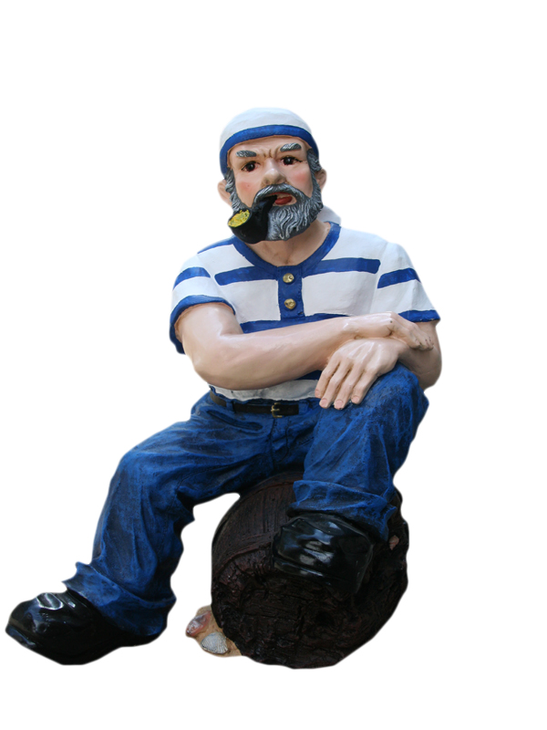 Dekofigur Matrose "Hein" auf Rumfass ca. 60cm