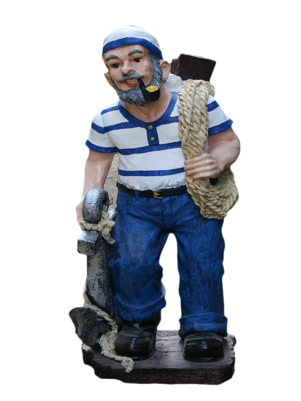 Dekofigur Matrose "Fiete" mit Tau und Anker