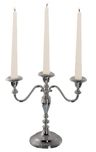 Kandelaber 3-flammiger Kerzenleuchter, versilbert, ca. 25cm