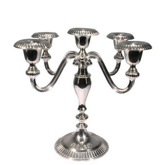 Kandelaber 5-flammig Kerzenleuchter versilbert, ca. 25cm