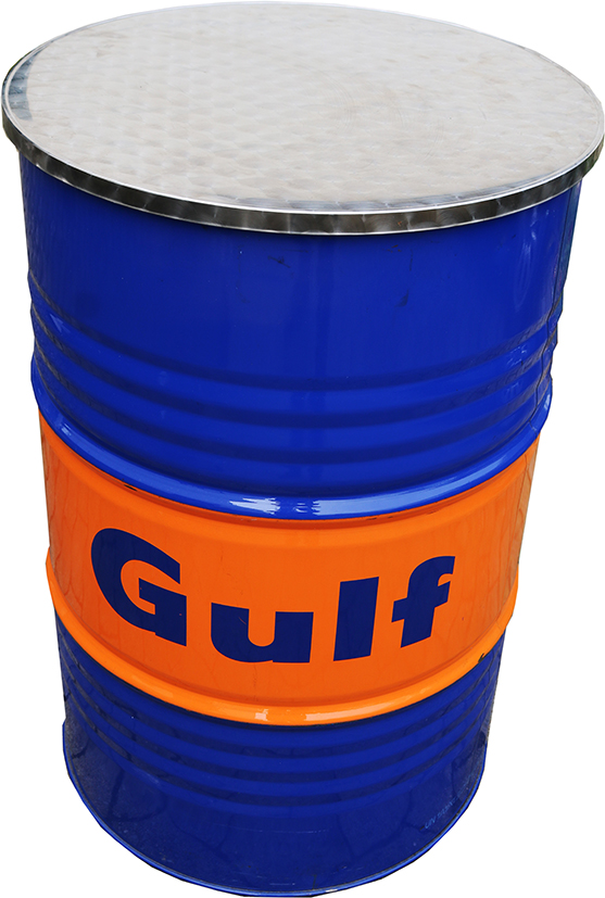 Stehtisch-, Blechfass "Gulf" mit Alutischplatte, 91cm höhe