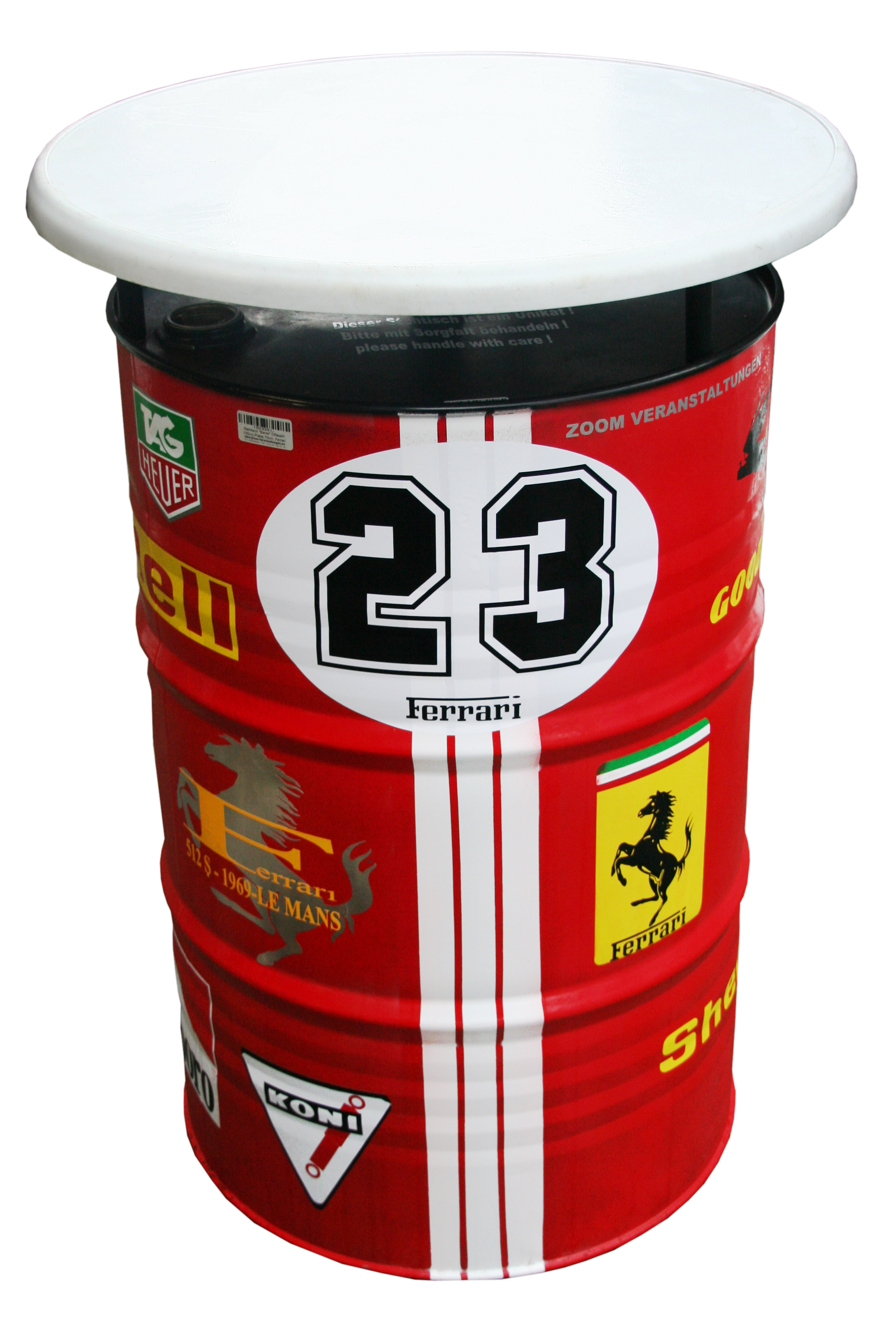 Stehtisch "Barrel" Ölfass/h 100cm,Platte 70cm, Ferrari