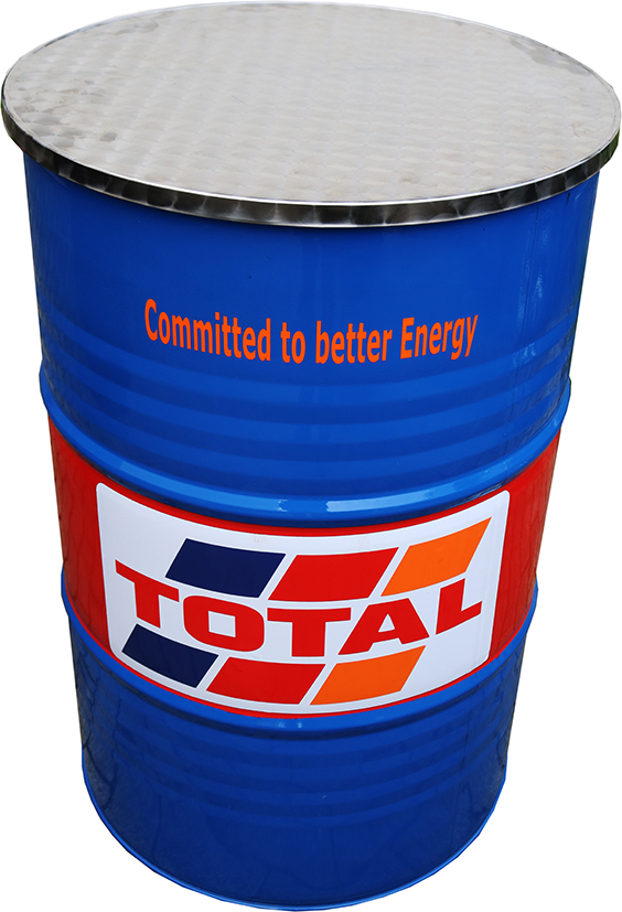 Stehtisch-, Blechfass "Total"  mit Alutischplatte, 91cm höhe