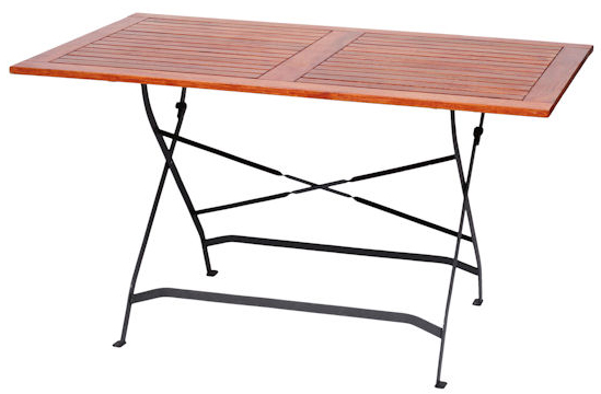 Biergartentisch Holz, 1,30 x 0,80 m, klappbares Metallgestell