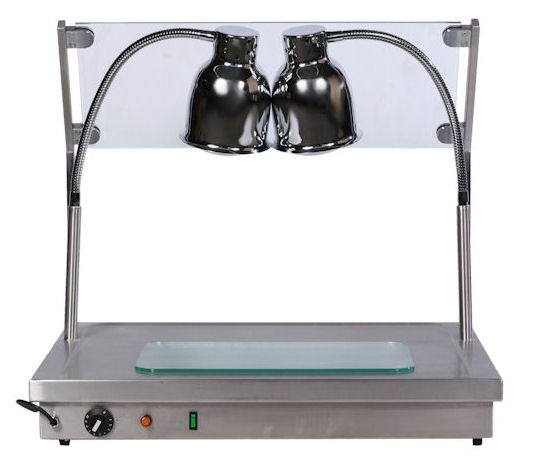 Tranchierplatte 80 x 60cm, 1,5Kw, 230V mit 2 Heizlampen