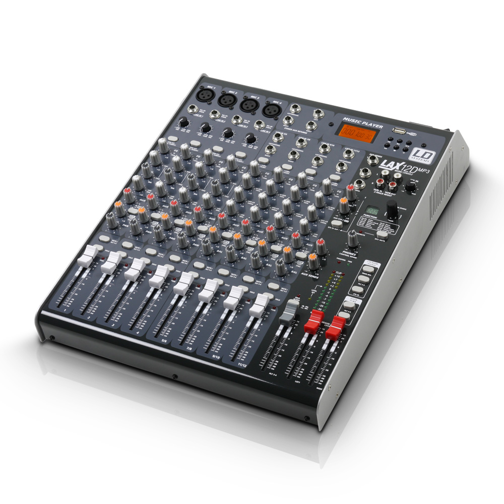 Live- Mischpult 12 Kanal (LD LAX  12 D USB) , mit DSP & USB MP3 Player